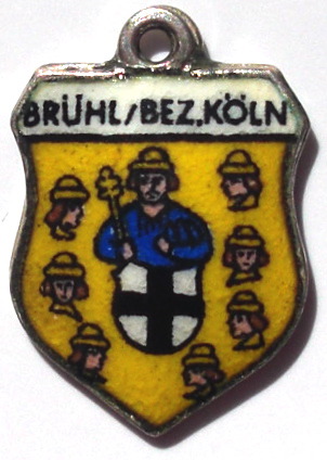 BRUHL, Germany - Vintage Silver Enamel Travel Shield Charm